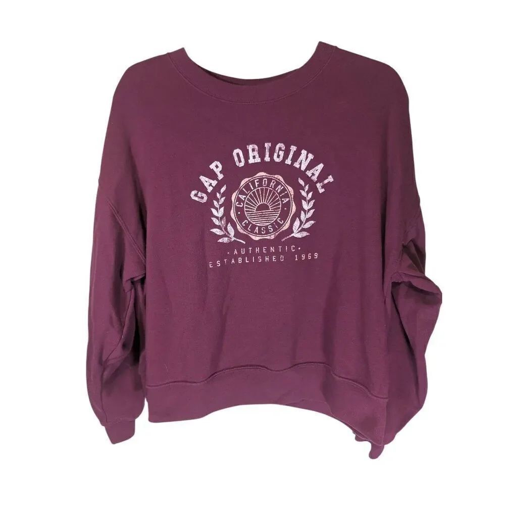 Gap Collegiate Logo Sweatshirt Burgundy Women's Medium